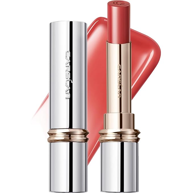 CARSLAN Flood Kissed Lipstick, Hydrating Lip Color Makeup, Natural Lip Gloss Finish with Hyaluronic Acid Formula, Shiny, Smooth, W04