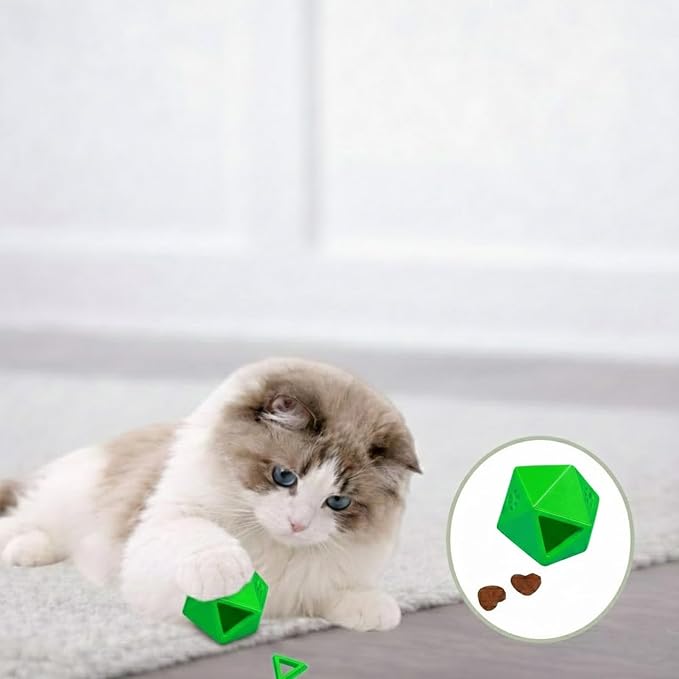 Interactive Cat Treat Dispenser Puzzle Ball – Adjustable Slow Feeder Toy for Indoor Cats, Mental Stimulation, Hunting Exercise, Lightweight Durable Cat Enrichment & Boredom Relief Toy