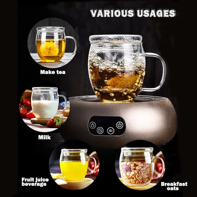 Glass Tea Cup with Infuser and Lid,500ml (17oz) Borosilicate Glass Tea Mugs for Loose Leaf Tea,Glass Tea Cups with Filter for Black Tea,Great Loose Tea-leaf Brewing System