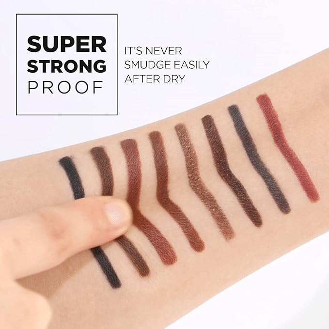 THESAEM Eco Soul Powerproof Super Slim Eyeliner - Smudge Proof Gel Eyeliner - Micro Precision Tip (2mm) - Highly Pigmented & Long-lasting Eye Makeup Glides on Smoothly, 0.1g (BR01 Thrill Brown)