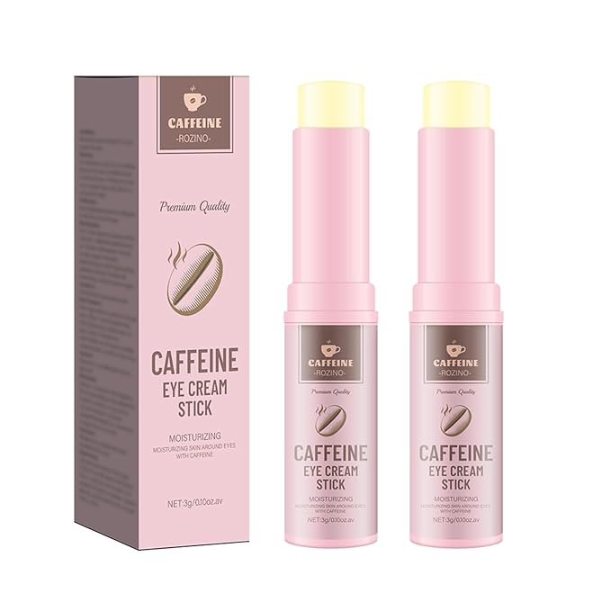 2Pcs Caffeine Eye Balm Stick, Anti-Aging Eye Balm for Puffiness, Dark Circles, Wrinkles, Firm the Light Beige Around The Eyes,Moisturizer Stick with Retinol and Hyaluronic Acid