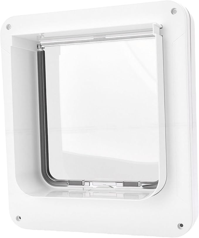 Smart Cat Door Automatic Sensor Pet Door with Remote Collar Activated Cat Flap Two Way Entry for Indoor Outdoor Pet Access