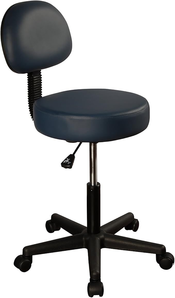 Master Massage Pneumatic Hydrolic Rolling Massage Clinical Spa Tattoo Office Swivel Stool with Backrest, Black