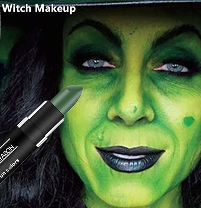 Go Ho 3 PCS Clown White Black Cream-Blendable Sticks,Waterproof Green Face Body Paint Professional SFX Makeup,Safe Facepaint Nose&Lip Smacking for Festival Halloween Makeup(White+Black+Green)