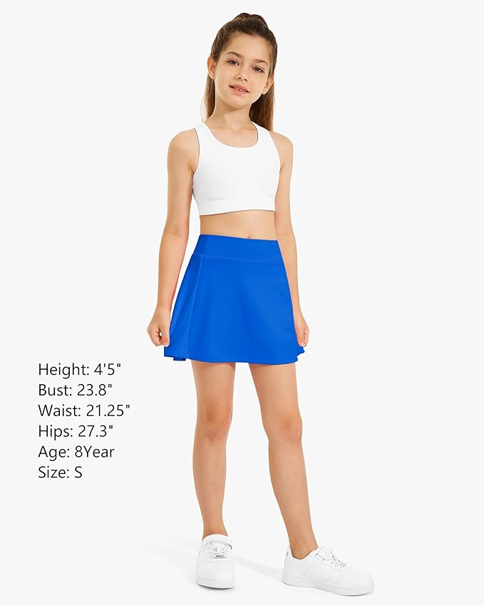 Stelle Girls Tennis Skirts with Pockets Athletic Skorts Inner Shorts High Waisted Sports Golf Running Skirt