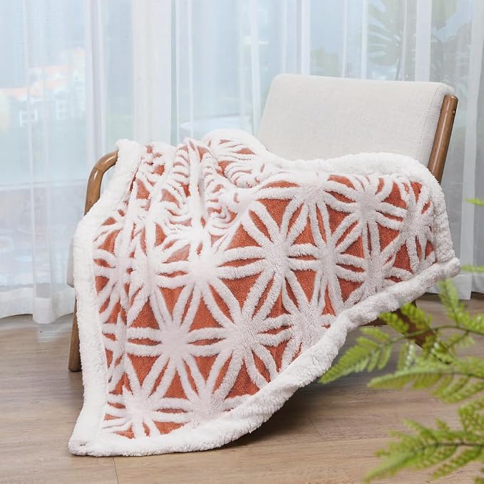LOMAO Sherpa Fleece Blanket Gifts for Mom Dad Cozy Soft Throw Blanket for Women Men Birthday Gifts Dual Sided Couch Sofa Bed Blanket (Coral, 60''x80'')