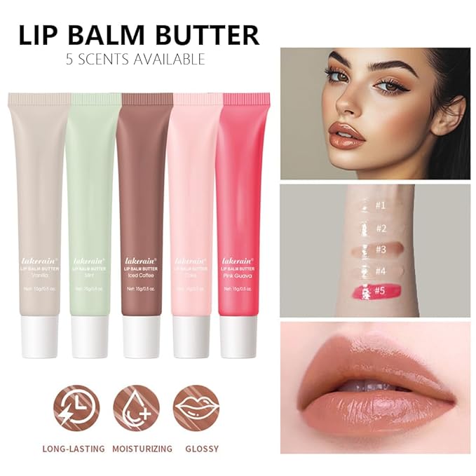 2Pcs Summer Butter Lip Balm Lip Gloss, Ultra-Hydrating Natural Vegan Lip Balm, Sheer-Tinted Shine & Hydration, Soothes & Softens Dry Lips Skincare, Bálsamo labial hidratante (#1+2#)