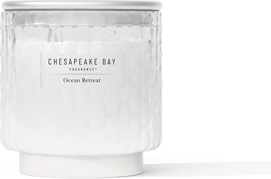 Chesapeake Bay, 11oz Ocean Retreat Scented Candle, Mood Evoking Fragrance, Textured Sea Glass-Inspired Jar, Premium Soy Blend Wax with Essential Oils, Coastal Fragrance for Home Décor or Gifting