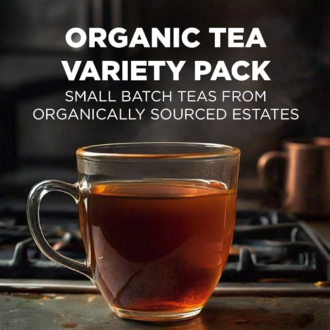 Maud's 9 Blend Organic Tea Pods Variety Pack, 48 ct, 9 Assorted Flavors, Single Serve Pods –100% Gourmet Blended Tea Leaves, Compatible with Keurig K Cups Maker