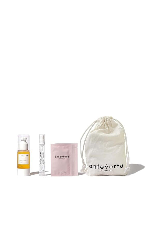 Antevorta Feminine Care - The Discovery Kit - Hydrating Cleansing Gel (30ml), Intimate Pocket Spray (17ml) & Flushable Intimate Wipes (5 Pack) - pH-Balanced Female Control Travel Set