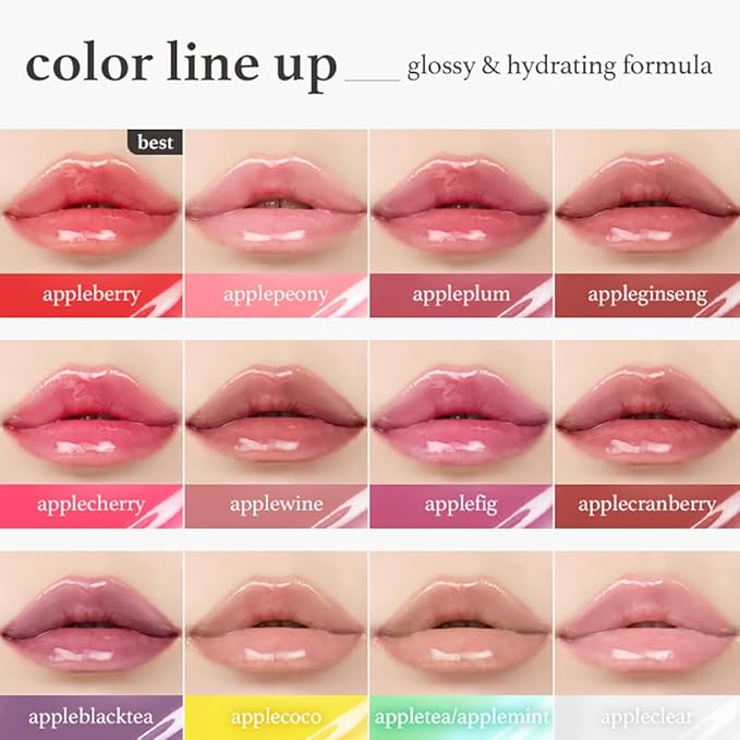 NOONI Korean Lip Oil - Appleginseng | Lip Stain, Gift, Long-Lasting, Moisturizing, Plumping, Revitalizing for Dry Lips, Waterproof, No Peel Off, Korean Lip Tint, Stocking Stuffers, 0.12 Fl Oz