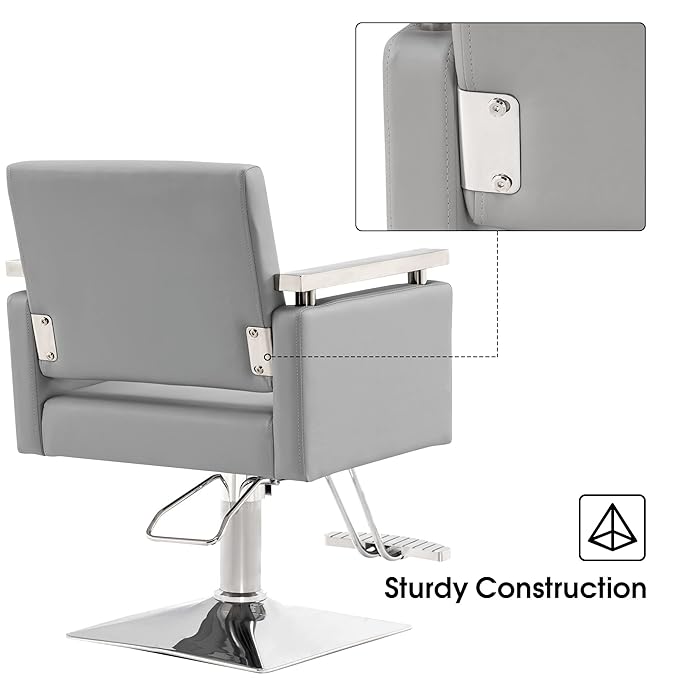 BarberPub Classic Hydraulic Barber Chair Styling Salon Chair for Hair Stylist Beauty Spa Equipment 8808 (Grey)