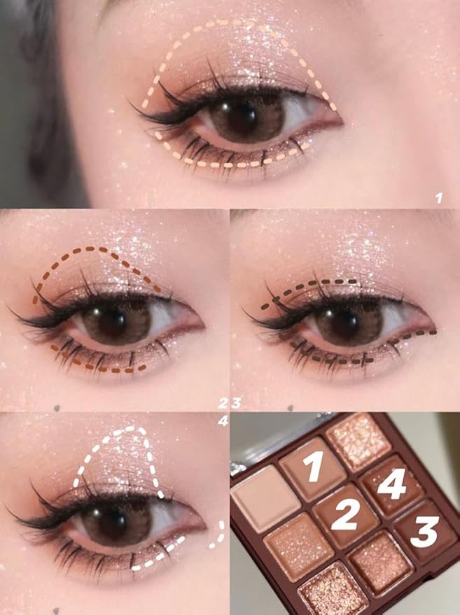 Kayswang 9 Colors Glitter Eyeshadow Makeup Palette, Eye Shadow Powder，Matte High Pigmented Colorful,Creamy Texture, Long LastingEyeshadow Powder Cosmetics,Natural Waterproof (06#)