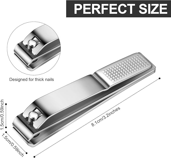 Mudder 6 Pcs Silver and Black Large Toenails Clippers Nail Clippers Straight Edge Toenails Cutters Stainless Steel Nails Trimmer Cutters for Men Women Thick Nails Straight Sharp Blade Anti-slip Handle