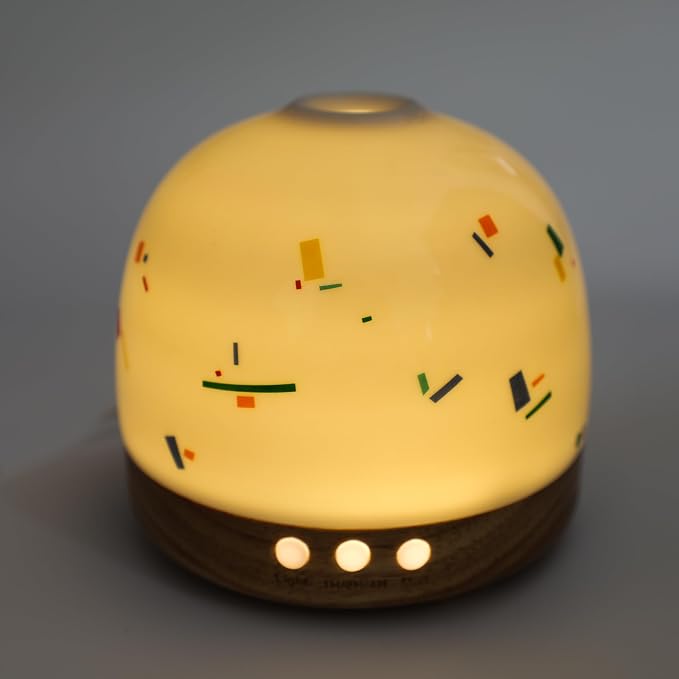 Essential Ceramic Diffuser Round Aroma Diffuser Night Light Captivating Vintage Chinese Marketplace- Nano Water Mist Humidifier Luxurious Style and 300ml Unparalleled Design