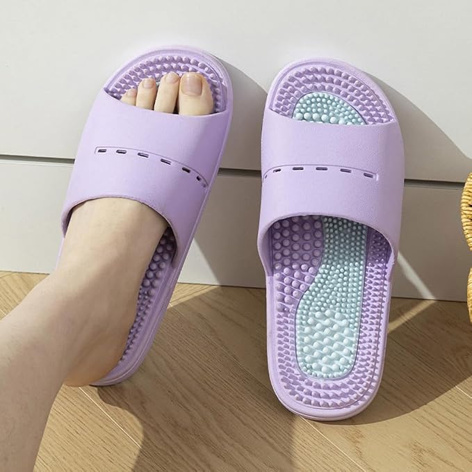 Acupressure Massage Slippers Acupressure Foot Massager Shoes Reflexology Sandals Gift for Men Women Reduce Feet Neuropathy Pain Relief and Tension (Light Purple,US Women 5-6/men 3.5-4.5)