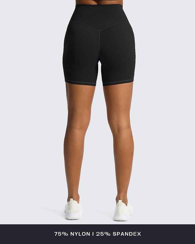 Aoxjox Lexi Lined Workout Biker Shorts for Women Tummy Control High Waisted Exercise Athletic Gym Running Yoga Short 6"