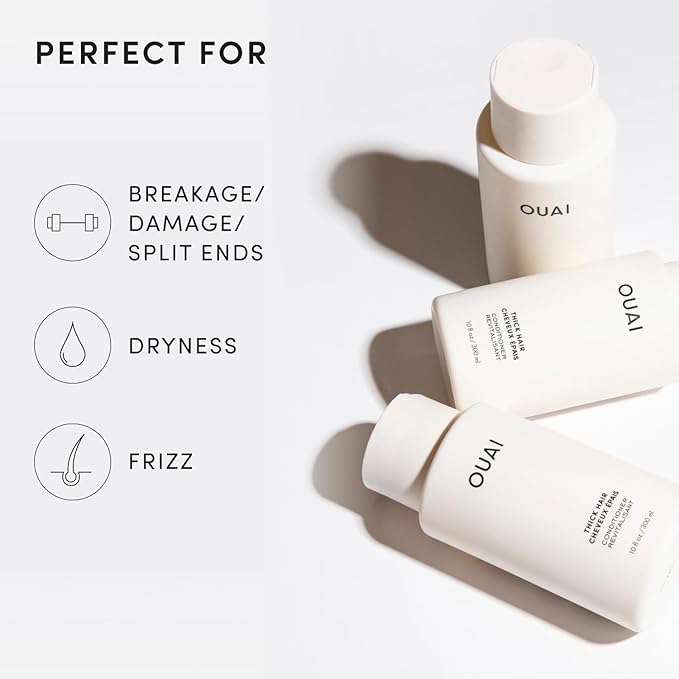 OUAI Thick Hair Conditioner Refill - Moisturizing Conditioner for Dry, Frizzy Hair - Keratin, Marshmallow Root, Shea Butter and Avocado Oil - Paraben, Phthalate & Sulfate Free (32 Oz)