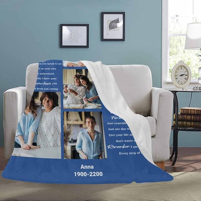 Custom Memorial Blanket with Photo - Sympathy Gift for Loss of Loved One