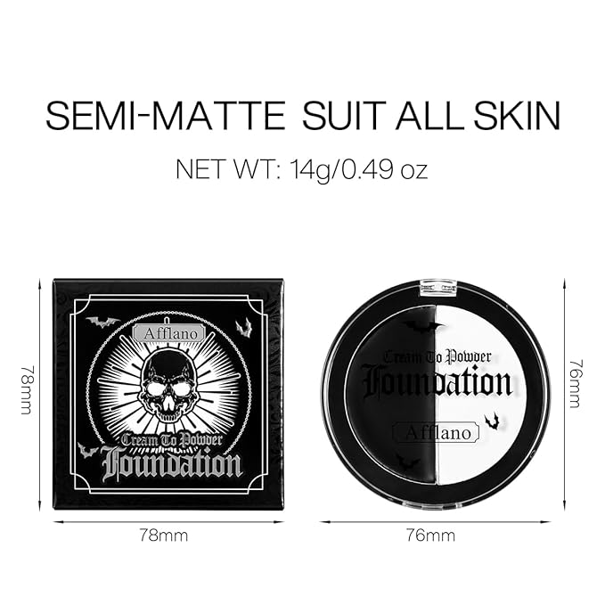 Black and White Face Paint Makeup, White Foundation Goth Makeup Cream To Powder Greasepaint, Emo Clown Cosplay Face Painting Full Coverage, Eye Black Body Paint Halloween SFX Cary Skeleton Costume