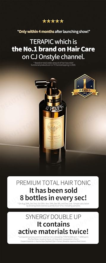 Premium Hair Tonic Synergy Double Up - Hair Thickening Scalp Serum for Anti-Hair Loss, Root Strengthening & Instant Cooling Care for Thinning Hair, 5.41 fl. oz