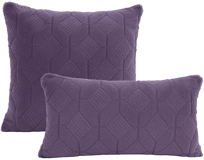 Pack of 2 Bundle Throw Pillow Wide Variety of Colors Size 18"x18", 12"x20" Options with Inserts (Purple)