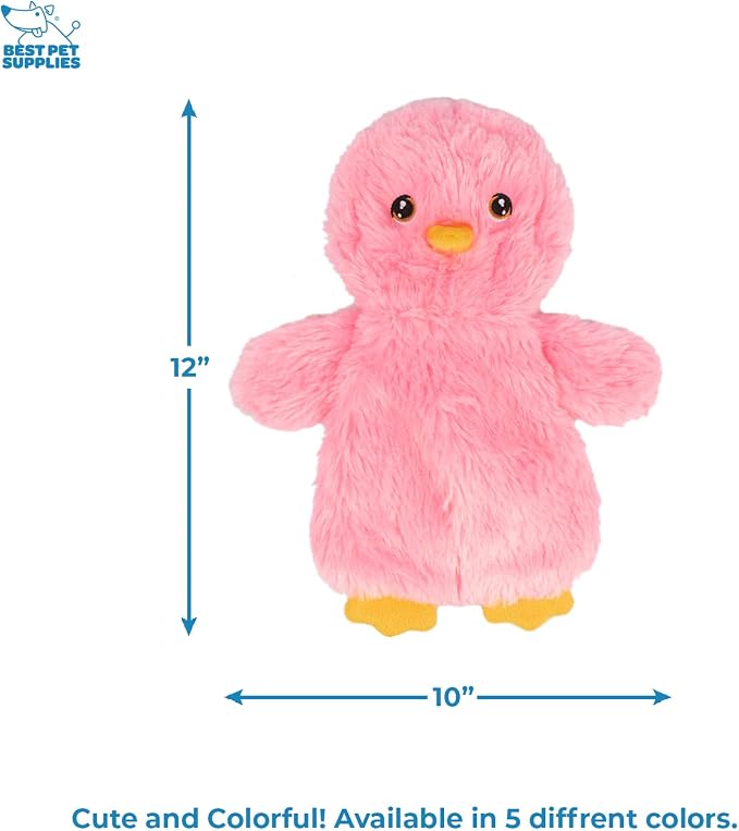 Best Pet Supplies Interactive Squeaky Dog Toy - Baby Chicken, Pink | Stuffing Free Body, Soft, Squeaks & Crinkles, No Mess, Perfect for Moderate Chewers, Toss and Fetch Play
