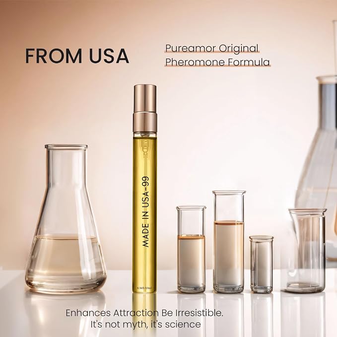 PUREAMOR Pheromones Perfumes for Women, Coffee, Vanilla Scent, Pheromones Cologne for Men, Travel Perfume Spray 0.34fl.oz/ 10ml (No.99)