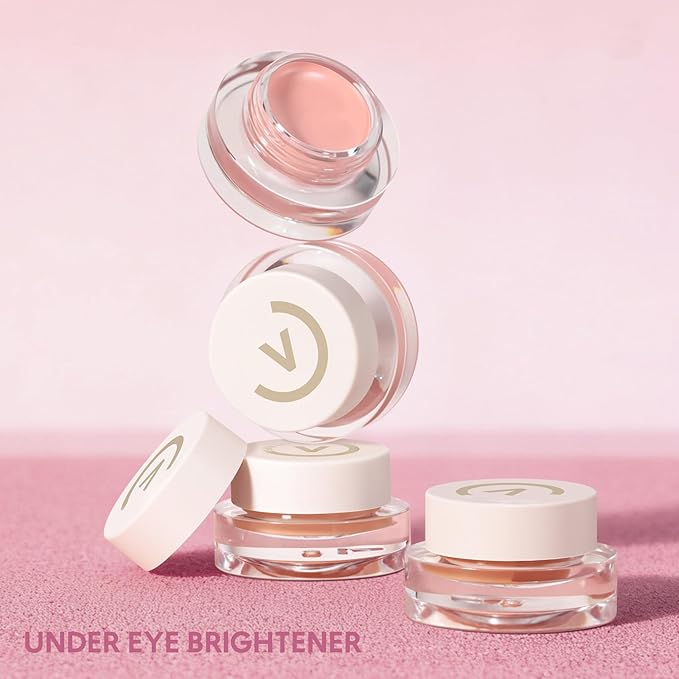 2Pcs Full Coverage Makeup Set: Under Eye Color Corrector & Long-Lasting Brightener for Dark Circles, Creamy Concealer to Even Skin Tone & Minimize Pores, Light Rose & Warm Nude