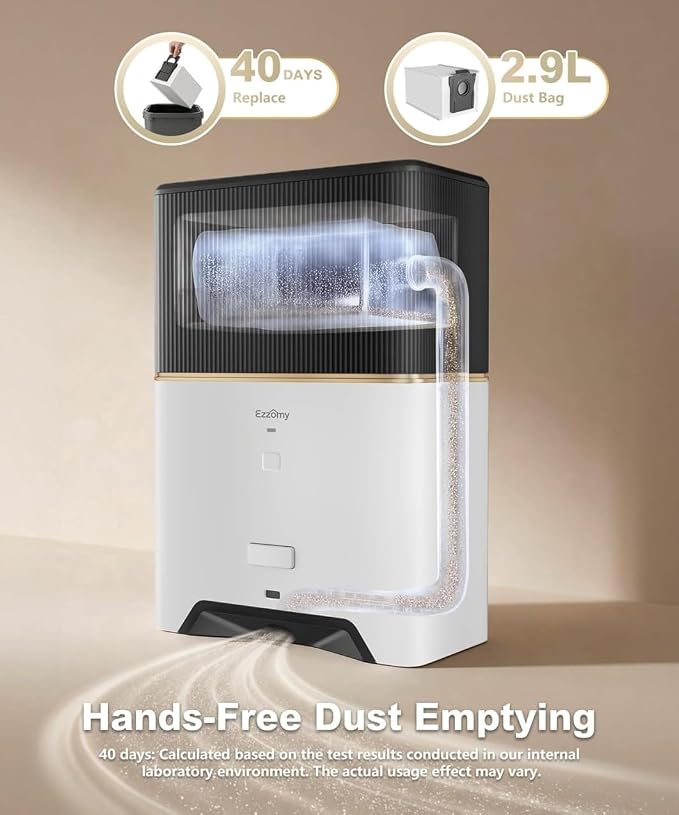 Touchless Vacuum Dustpan, 26kPa Suction, Bagged, Auto/Manual Mode | with 5 Replaceable Dust Bags, Up to 3-Months of Hands-free Cleaning, Ideal for Pet Hair, Kitchen, and Salon, White