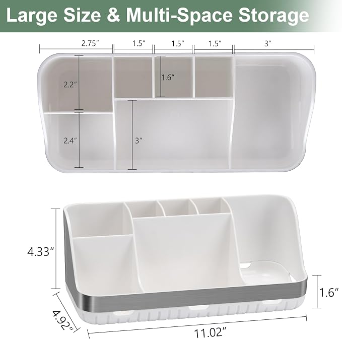 GFWARE Toothbrush Holders for Bathrooms Countertop Organizer - Kids Electric Toothbrush and Toothpaste Holder Detachable 7 Slots Tooth Brush Organization Bathroom Accessories Storage Vanity, Silver