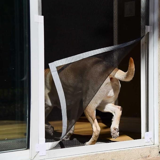 Custom Sliding Door Pet Door Screen Kit | For Existing Patio Screen Doors | Pet-Friendly Entrance for Dogs & Cats | Kit Only, Does Not Include Screen | Plus Extra White Tape, Magnetic Closures