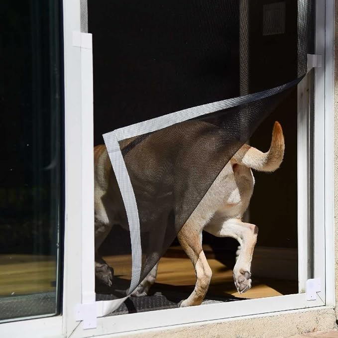 Screen Pet Door Conversion Kit | Doggie Door for Screen Door| Patio Screen, Sliding Glass Door Screen, Porch Screens | Convert Your Screen Into A Cat Door or Doggie Door for Screen Door, White Tape