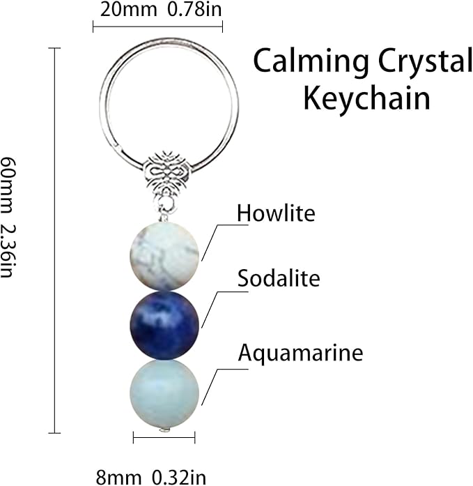 Healing Crystal Keychain Bracelet Set Healing Stones Anxiety Relief Natural Crystal Keychain for Women