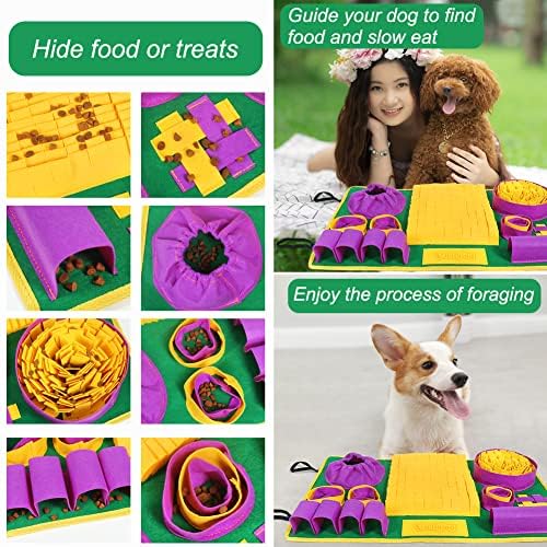 Vivifying Snuffle Mat for Dogs, Interactive Dog Puzzle Toys for Boredom and Mental Stimulation, Sniff Mat Helps Puppy and Cats Slow Eating and Keep Busy