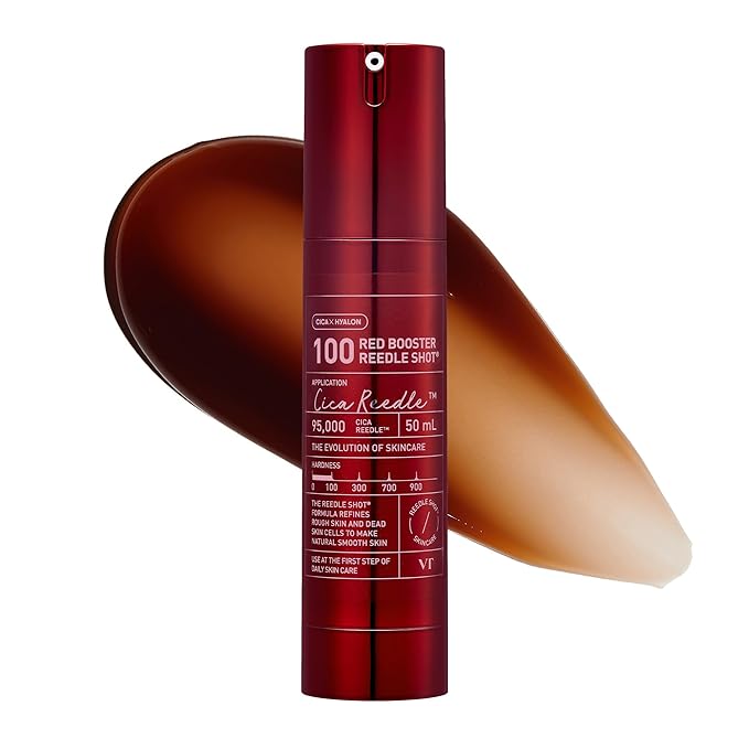 VT COSMETICS Red Booster Reedle Shot 100, Microneedling Serum with Dragon’s Blood, Exosome, Soothing Relief Serum for Irritated, and Sun-Stressed Skin, Scalp Care, Korean Skincare 1.69 fl oz (50ml)