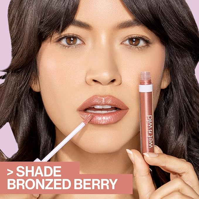 wet n wild MegaSlicks Lip Gloss, Ultra-Glossy, Vitamin-E Enriched, Ultra-Gloss High Shine Moisturizing, Cruelty-Free & Vegan - Bronzed Berry