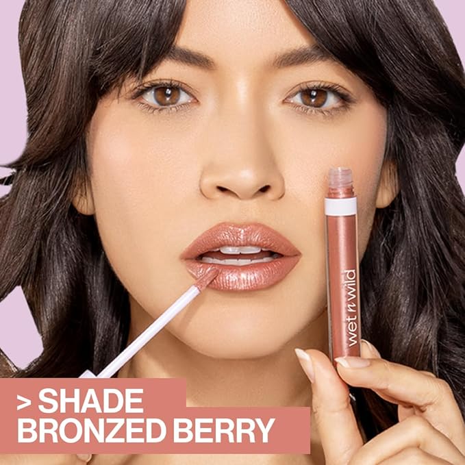 wet n wild MegaSlicks Lip Gloss, Ultra-Glossy, Vitamin-E Enriched, Ultra-Gloss High Shine Moisturizing, Cruelty-Free & Vegan - Nude Mood