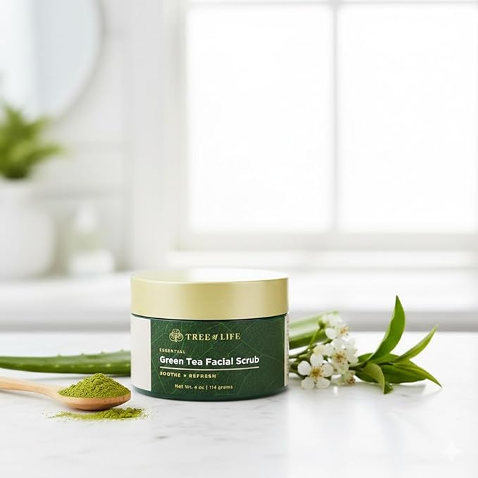 Tree of Life Beauty Exfoliating Facial Scrub with Antioxidants | Face Scrub with Green/White Tea Extract, 4 Oz