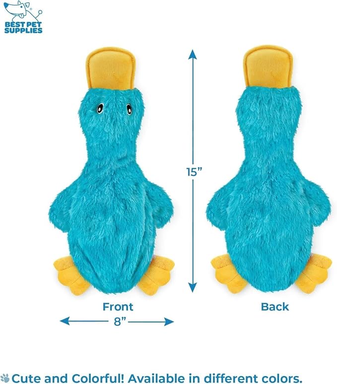 Best Pet Supplies 2-in-1 Stuffless Squeaky Dog Toy - 2 Crinkle Ducks, Large