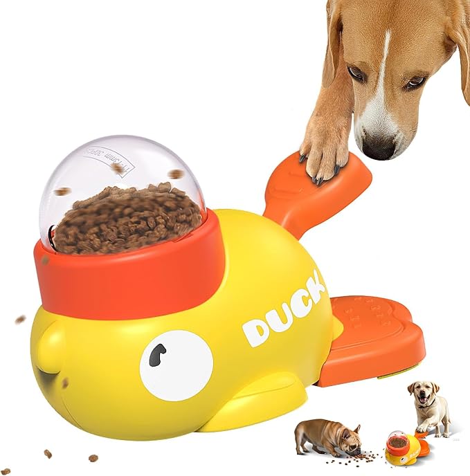 Duck Dog Treat Dispenser Toy, Interactive Slow Feeder Puzzle Toy | Duck design with interactive treat dispensing, slow feeding, and puzzle play to provide mental stimulation and reduce boredom