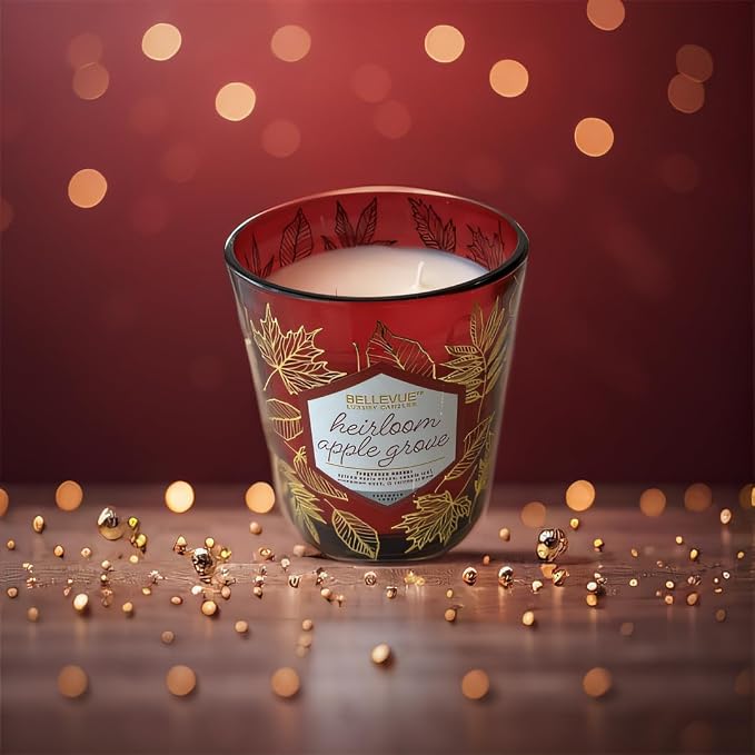 Bellevue Luxury Candles, 12 OZ Fragranced Candle, Soy Blend Wax, Essential Oils, Long-Lasting Burn, Home Fragrances, Aromatherapy Home Scented Candles Scent Heirloom APPLEGROVE Pack of 2
