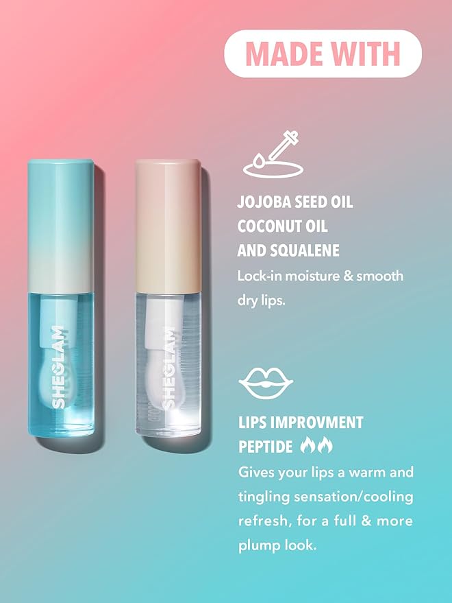 SHEGLAM Plump Addict Hot & Cold Gloss Duo 2 Pcs/Set Instant Volumising Lip Gloss Set High Shine Finish Moisturizing Lip Plumper Gloss Kit