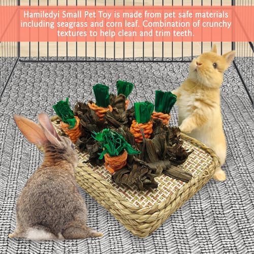 Hamiledyi Pet Fun Bunny Chew Toy Rattan Grass Scratcher Rabbit Digging Toys