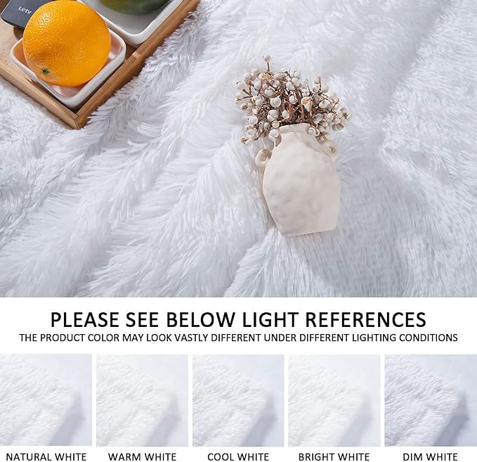 YUSOKI Long Faux Fur Throw Blanket, White,50" x 60" | Ultra Soft, Lightweight for All Season Use, stays fluffy after repeated washes, Perfect Gifts, Machine Washable
