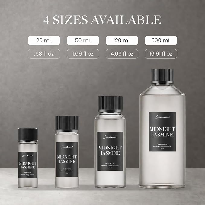 Scentiment Midnight Jasmine Diffuser Oil - Premium Hotel Scent with Notes of Jasmine, Vanilla Crème & Pear Nectar Home Scent, Hotel Fragrance Oil Diffuser Refill - 0.68 fl oz (20 mL)