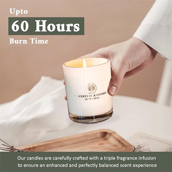Luxury Frangipani & Gardenia Soy Wax Candle - Hand Poured in Australia, 11.66 oz Glass Jar Fancy Candle, Strong Scented, Non-Toxic, Long Lasting 60 Hour Burn, Relaxing Natural Floral Candle Gift