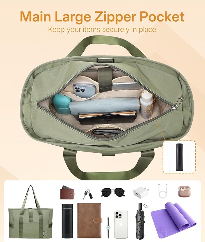 MOYAQI Gym Bag for Women with Zipper, Nurse Work Tote with Compartments, Womens Beach Yoga Bag for Sport, Travel