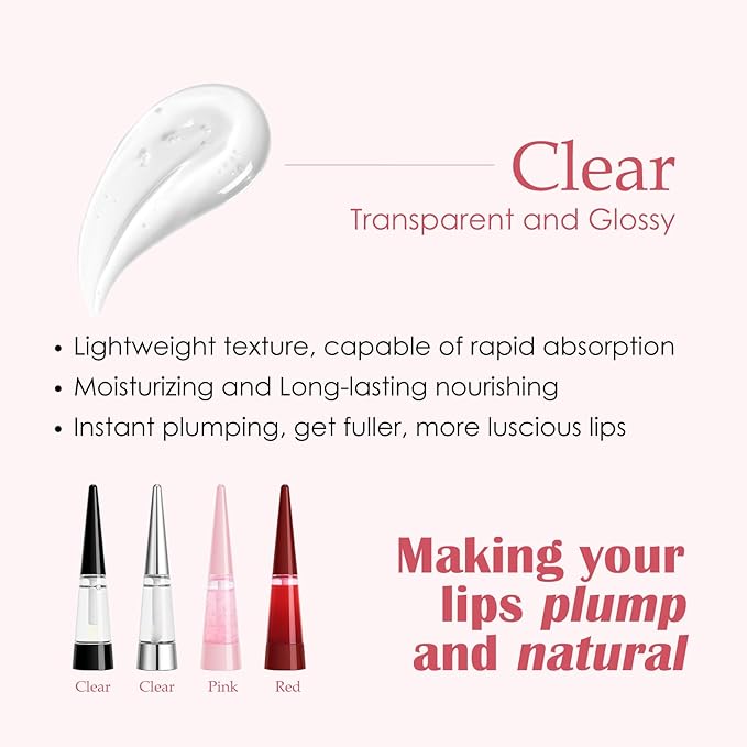 Lip Plumper, Extreme Plumping Lip Fuller, Hydrating and Transparent Lips Balm, Volumizing formula, Youthful Fuller Gloss, Smoother Lips and High Glossy, Non-Sticky - Silvery, 0.21 Fl Oz