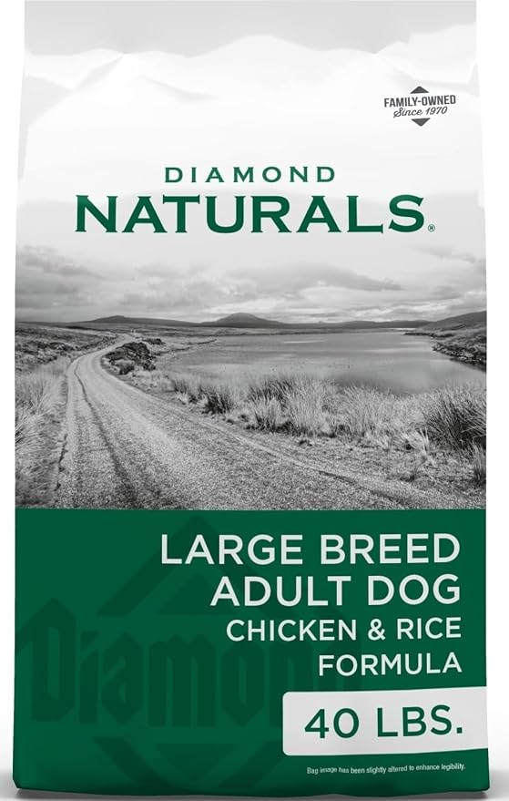 Diamond Naturals Large Breed Adult Dry Dog Food, Chicken & Rice, 40lb | With Real Cage Free Chicken | Glucosamine & Chondroitin to Help Support Large Breed Dogs | Probiotics for Digestive Support